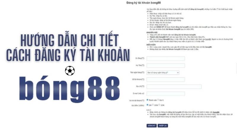 Đăng ký tài khoản trên Bong88