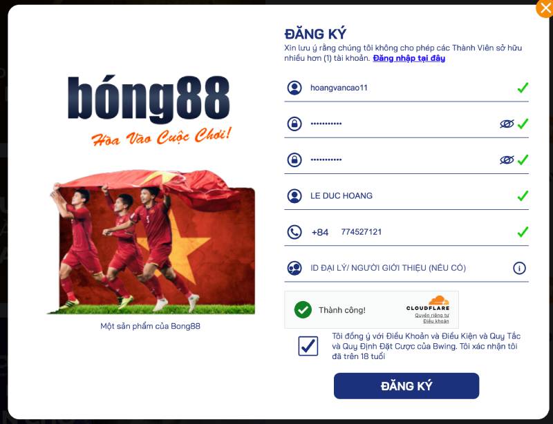 Điền thông tin cá nhân